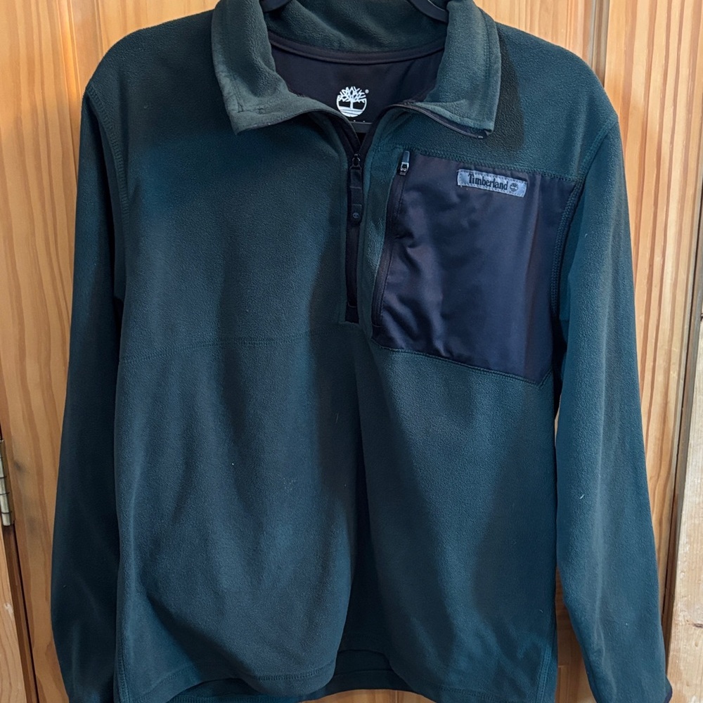 Timberland Forest Green and Black Fleece Pullover